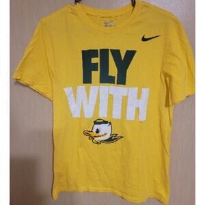 Nike Yellow Green Athletic Cut Crew Neck Short Sleeve Oregon Ducks Shirt Med